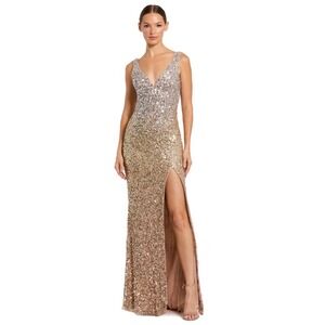 New! MAC DUGGAL 1068 Sequined
Sleeveless V Neck Side Slit Gown
Ombré Sz 6
$338